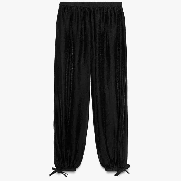 ZARA ZW COLLECTION TIE-HEM BALLOON PANTS - Picture 2 of 4